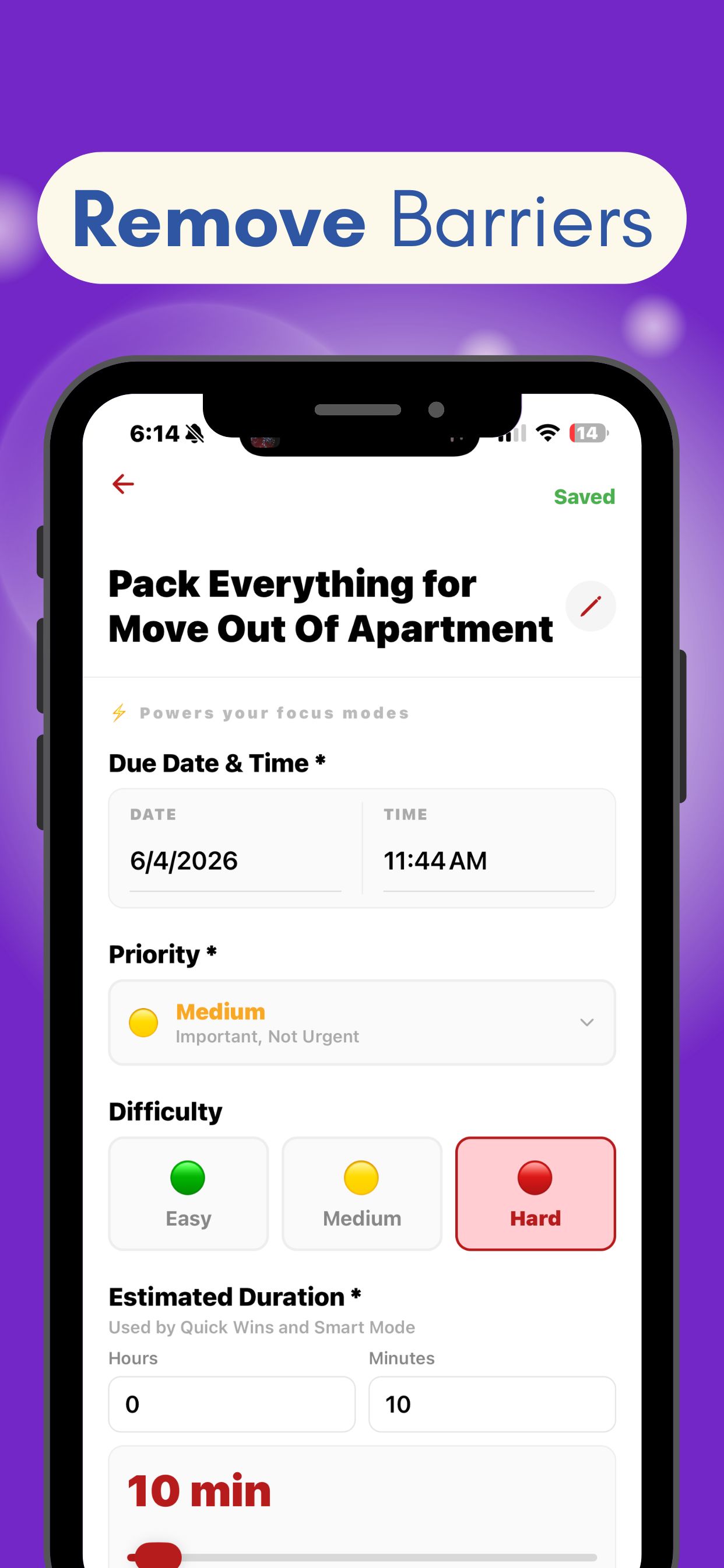Remove Barriers · task details