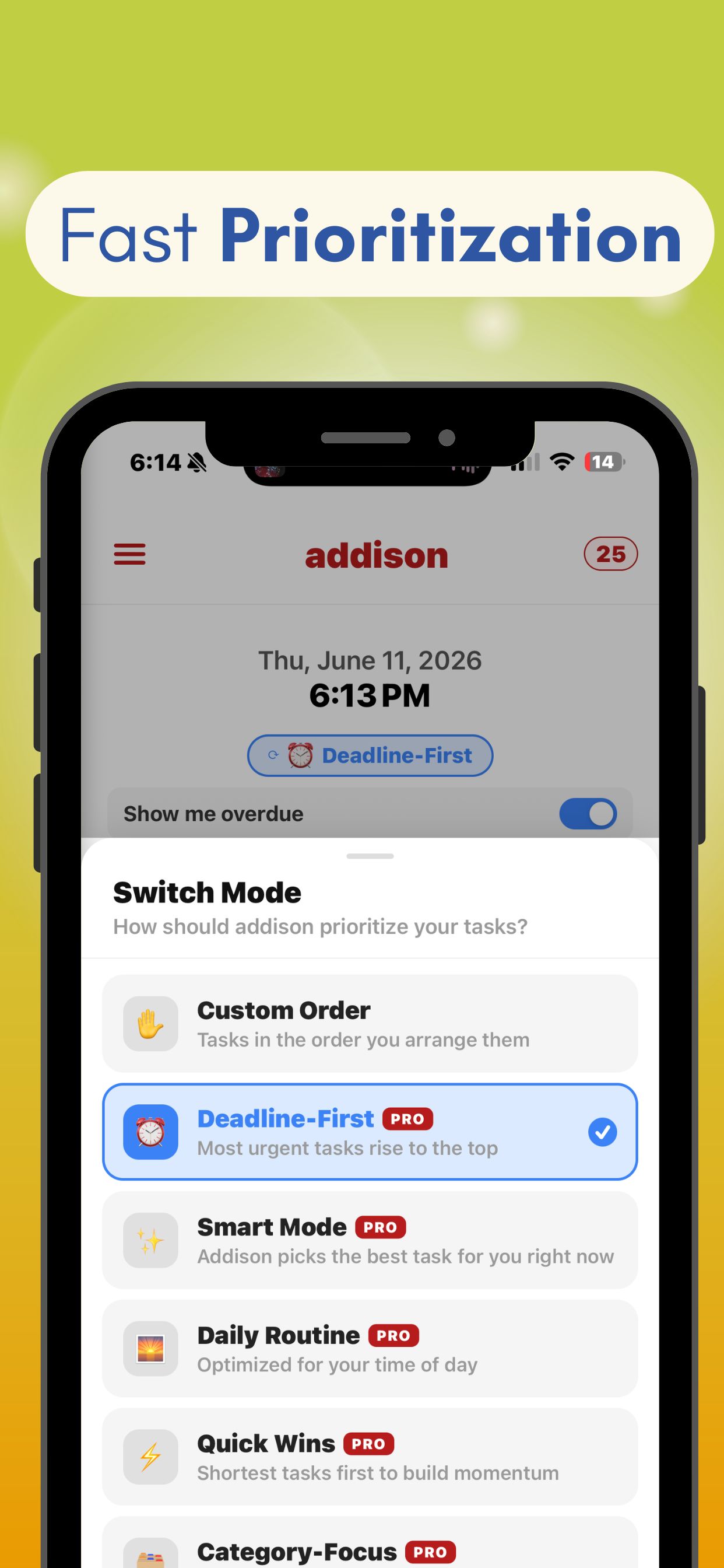 Fast Prioritization · switch modes