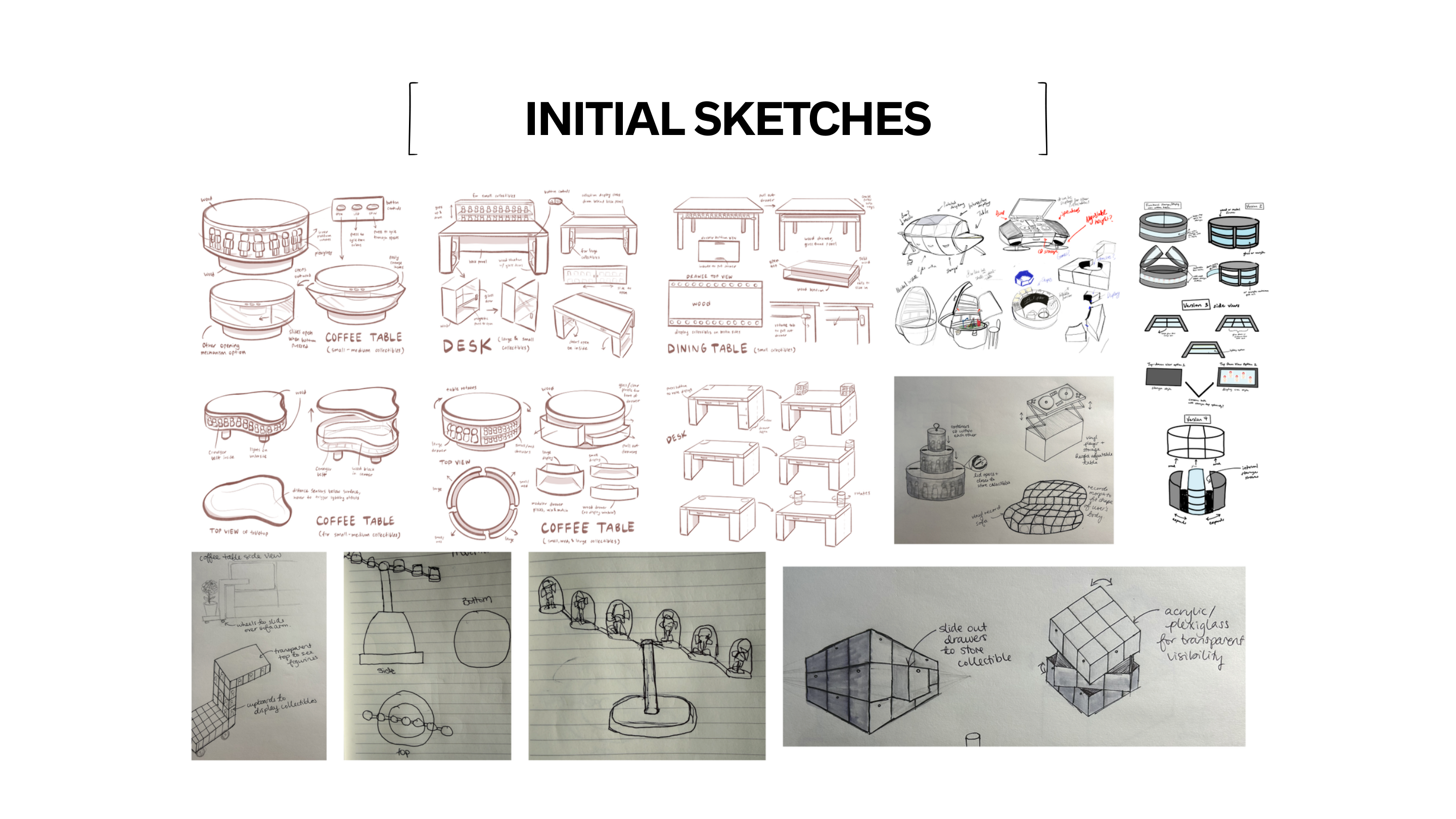 Initial concept sketches for Cubos