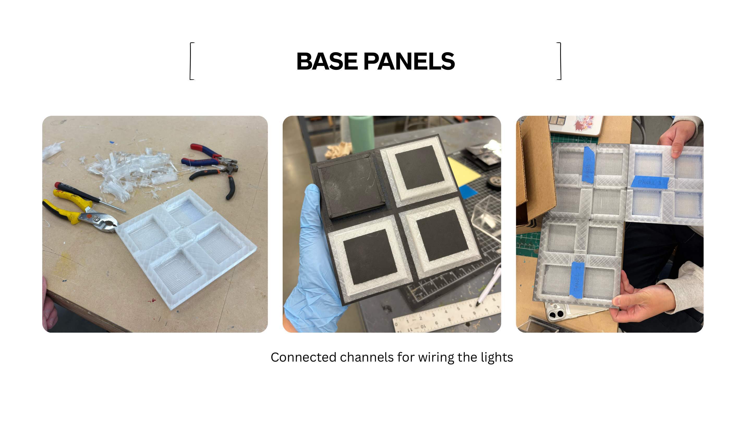 Base panels with wiring channels
