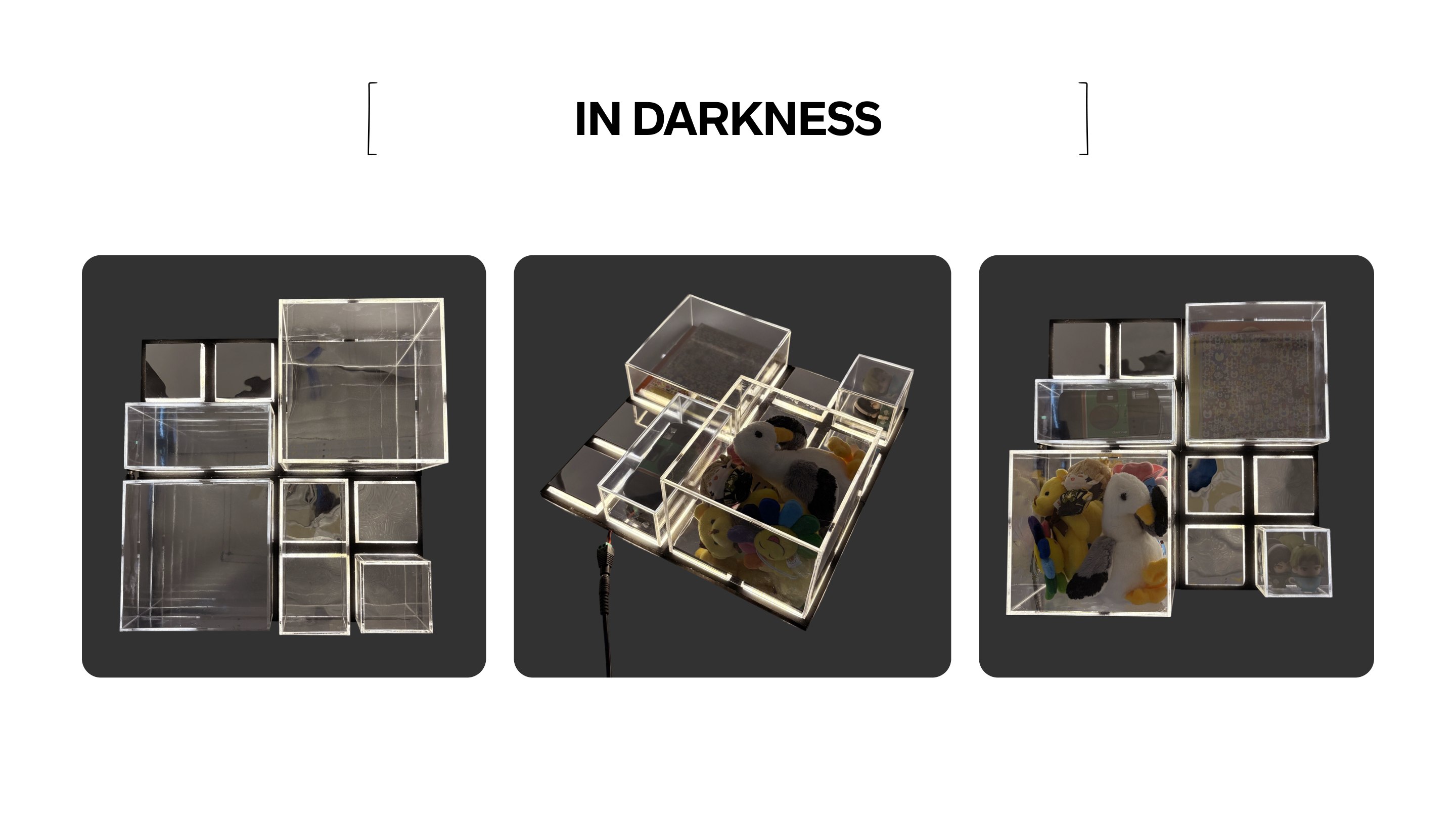 Cubos glowing in a dark room